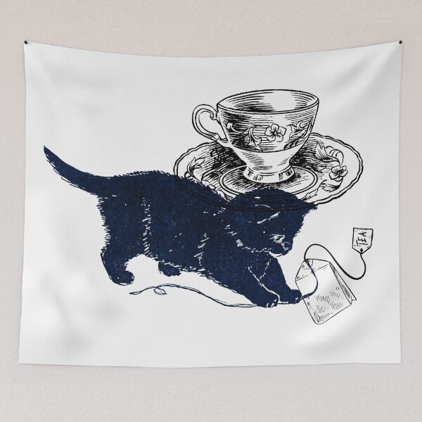 Item preview, Vintage Black Cat Tea Time designed and sold by VistaVintage.