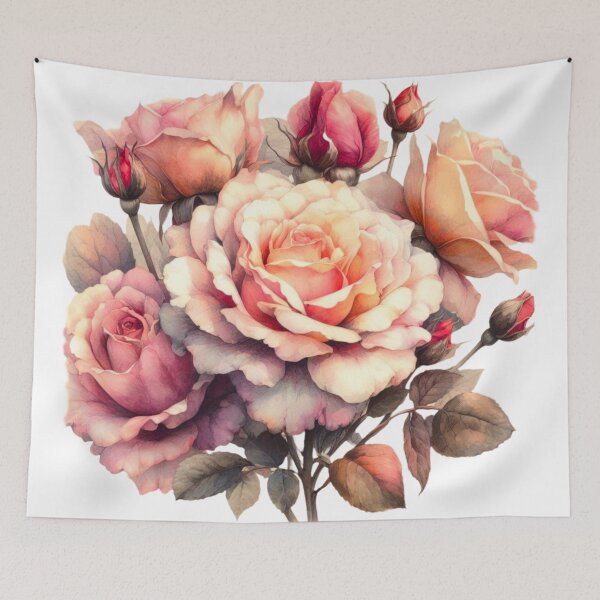 Item preview, Watercolor Rose Bouquet - A Pink Rose Study - Different Pattern  designed and sold by Star-Fragment.