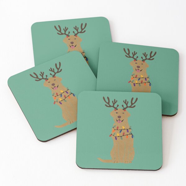 Item preview, Christmas Dudley Yellow Lab with Reindeer Antlers  designed and sold by reddogbuckeye.
