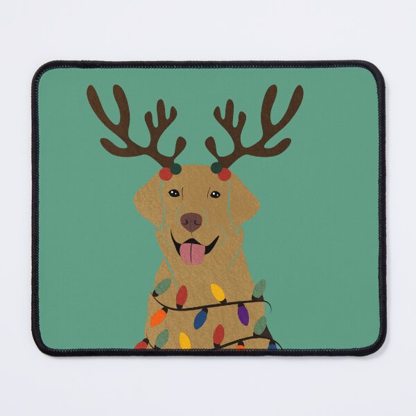 Item preview, Christmas Dudley Yellow Lab with Reindeer Antlers designed and sold by reddogbuckeye.