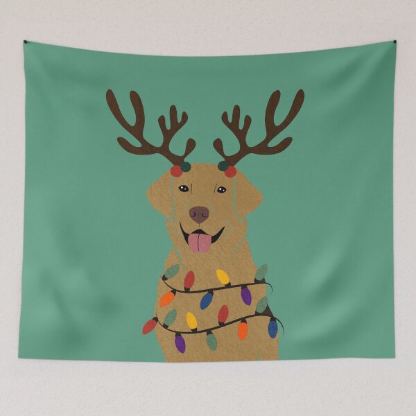 Item preview, Christmas Dudley Yellow Lab with Reindeer Antlers designed and sold by reddogbuckeye.