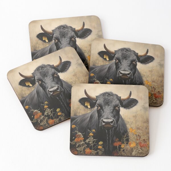 Item preview, Black Cow in Flower Meadow designed and sold by Elisabeth Lucas.