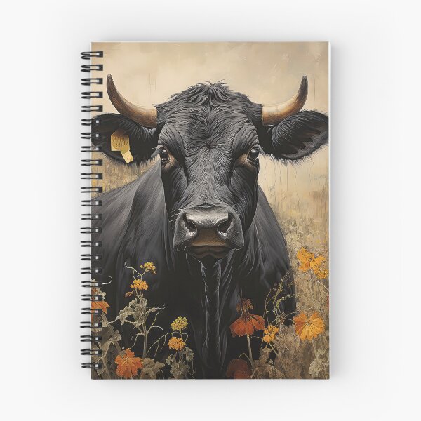 Item preview, Black Cow in Flower Meadow designed and sold by Elisabeth Lucas.