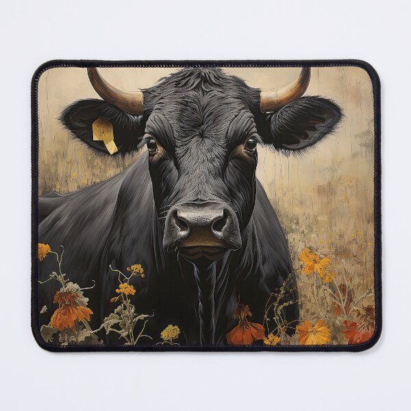 Item preview, Black Cow in Flower Meadow designed and sold by Elisabeth Lucas.