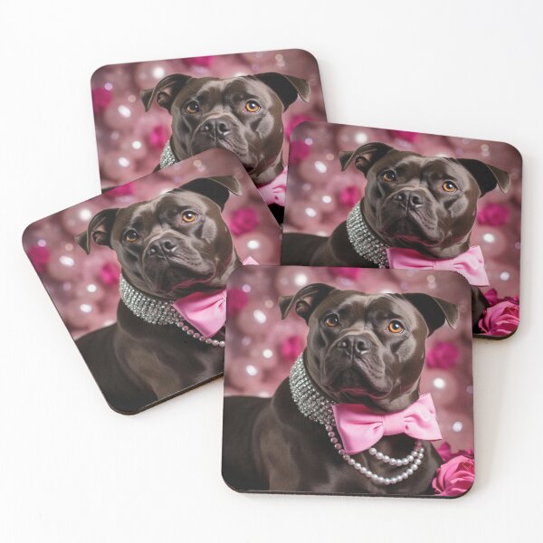 Item preview, Staffy With A Pink Bow designed and sold by Nocturne  Paws.