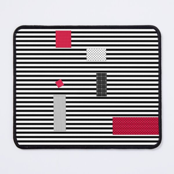 Item preview, Multicolored red and gray patches on a striped black and white background designed and sold by fuzzyfox.