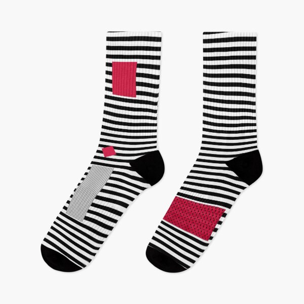 Item preview, Multicolored red and gray patches on a striped black and white background  designed and sold by fuzzyfox.