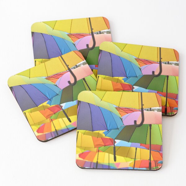Item preview, A collection of rainbow umbrellas strung up and flying  designed and sold by IPPhotography.
