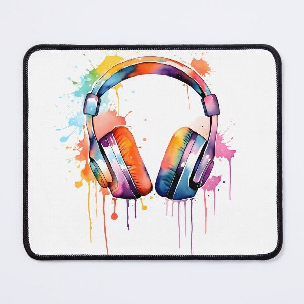 Item preview, "Euphonic Hues: Vibrant Watercolor Headphones" designed and sold by raphicha365.