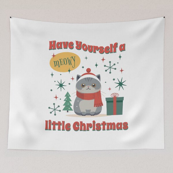 Item preview, Have Yourself a Meowy Little Christmas Gray Cat designed and sold by JinJinYoon.