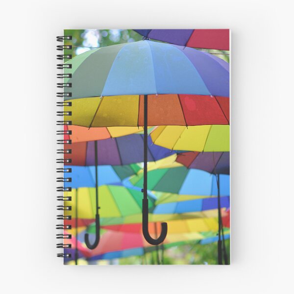 Item preview, A collection of rainbow umbrellas strung up and flying  designed and sold by IPPhotography.