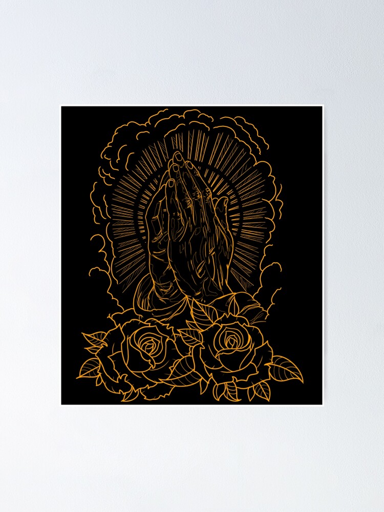 Traditional praying hands and roses flash 