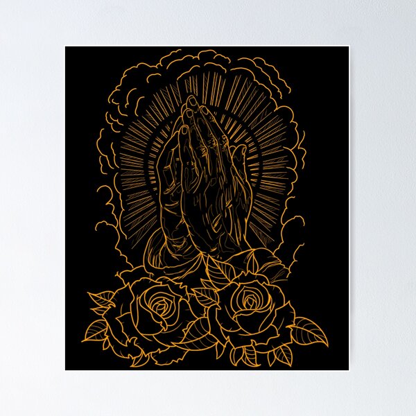 Traditional praying hands and roses flash 