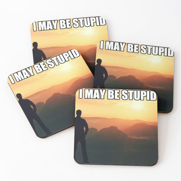 Item preview, I May Be Stupid Meme Sunset Man designed and sold by fomodesigns.
