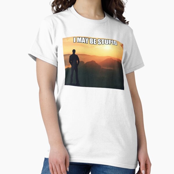Vista previa del artículo con la obra «Puede que sea estúpido Meme Sunset Man», diseñado y vendido por fomodesigns.