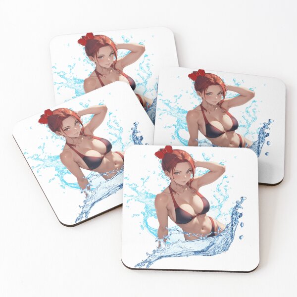 Item preview, Aqua Elegance: Red-Haired Waifu in Water Splash | Artistic Serenity Print designed and sold by Anime-Community.