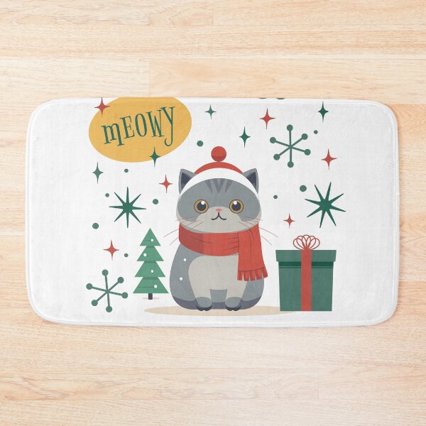 Item preview, Have Yourself a Meowy Little Christmas Gray Cat designed and sold by JinJinYoon.