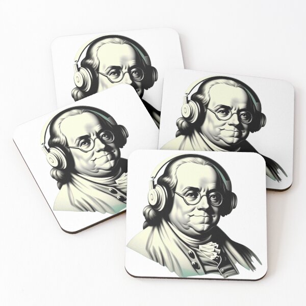 Item preview, Benjamin Franklin with Retro Headphones designed and sold by musicgeniusart.