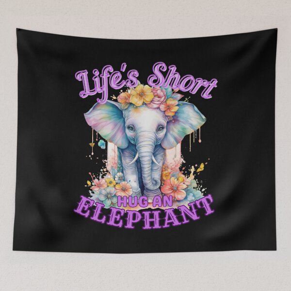 Item preview, Life's Short, Hug an Elephant. elephant face designed and sold by ElephantVibes.