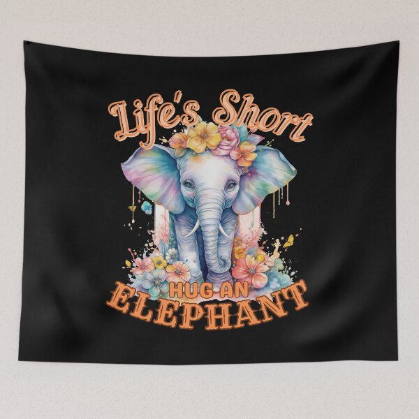 Item preview, Life's Short, Hug an Elephant. elephant portrait designed and sold by ElephantVibes.