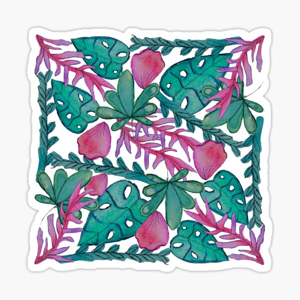 Under the Sea marine vegetation pattern in watercolor technique Sticker