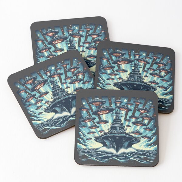 Item preview, UFOs swarm uss Battleships no Text designed and sold by CaptinUAP.