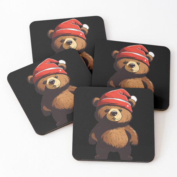 Item preview, Kawaii Bear Wearing Christmas Hat Xmas designed and sold by Peculiarts.