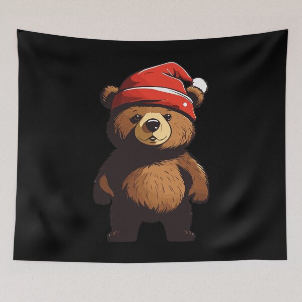 Item preview, Kawaii Bear Wearing Christmas Hat Xmas designed and sold by Peculiarts.