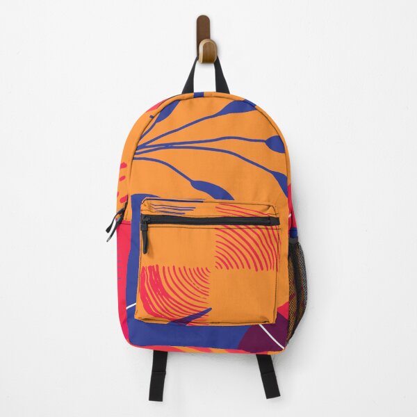 Item preview, Lines and Leaves Abstract print in orange, pink and blue designed and sold by SirenSeventyOne.