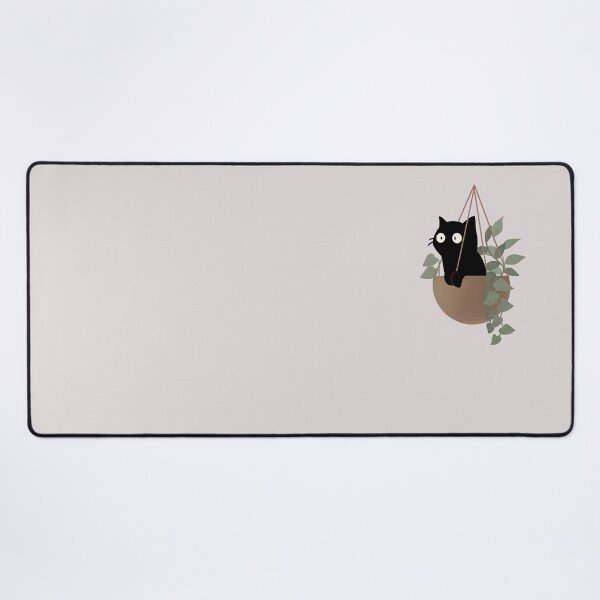 Aperçu de l'œuvre Chat noir drôle sur une plante suspendue créée et vendue par ChummyChubby.