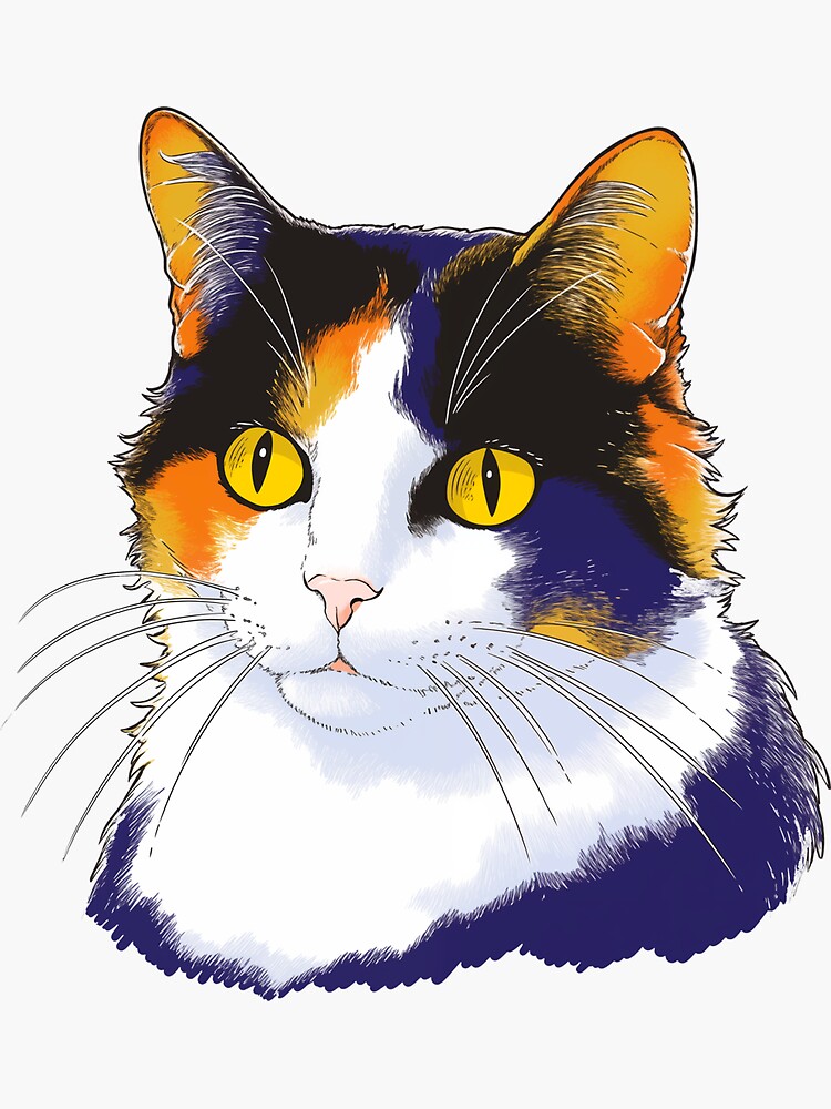 Calico Portraitcalico Cat Face For Calico Cat Lovers Sticker For Sale By Xiao Xuans Redbubble 0238