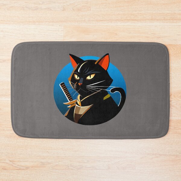 Item preview, black cat samurai assassin designed and sold by Oeenlacha.