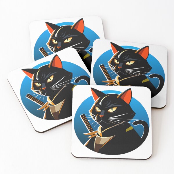 Item preview, black cat samurai assassin designed and sold by Oeenlacha.