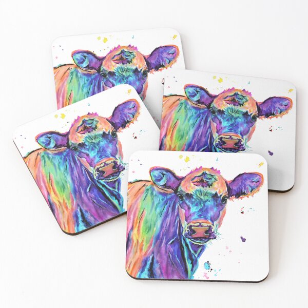 Item preview, Colourful Watercolour Cow designed and sold by SaltySerenity.