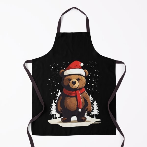 Item preview, Kawaii Bear Wearing Christmas Hat and Scarf Xmas in Snow with Trees designed and sold by Peculiarts.