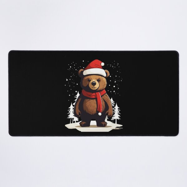 Item preview, Kawaii Bear Wearing Christmas Hat and Scarf Xmas in Snow with Trees designed and sold by Peculiarts.