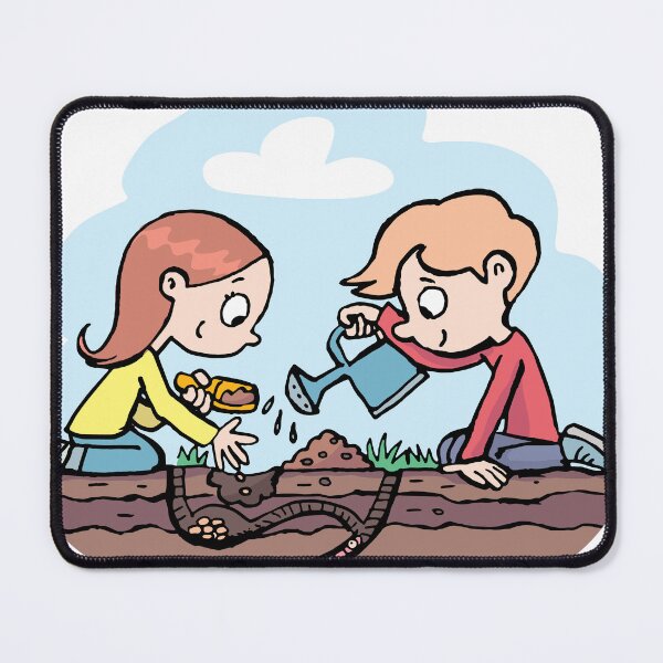 Item preview, girl and a boy plant seeds in a hole in the ground designed and sold by duxpavlic.