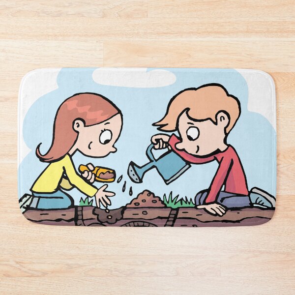 Item preview, girl and a boy plant seeds in a hole in the ground designed and sold by duxpavlic.