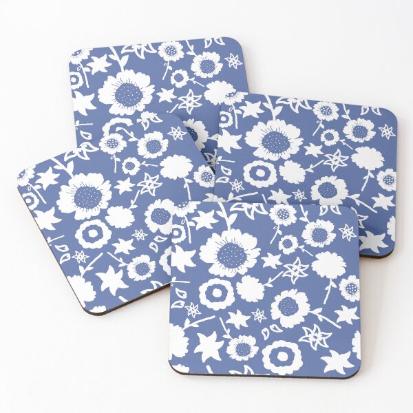 Item preview, White Flowers on a blue background. designed and sold by mkakaire.