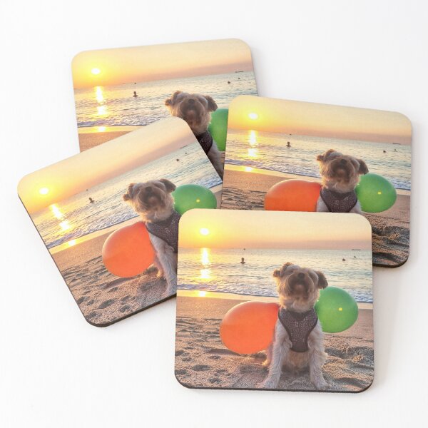 Item preview, Celebrating Dog with Balloons at the Beach designed and sold by Anastasia Kaneva.