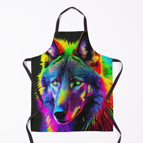 Artikelvorschau, Regenbogenschwarzer Cyberpunk-Wolf entworfen und verkauft von craftyvixenart.