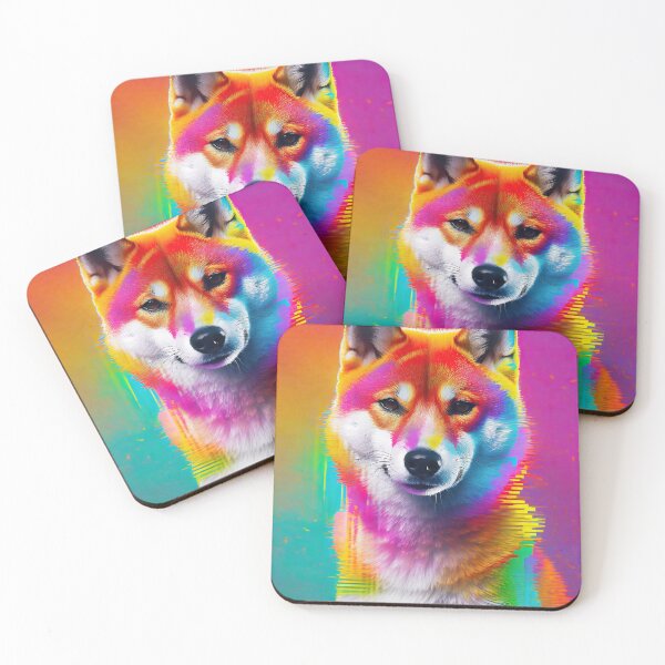 Item preview, Rainbow Cyberpunk Glitch Shiba Inu Dog designed and sold by craftyvixenart.