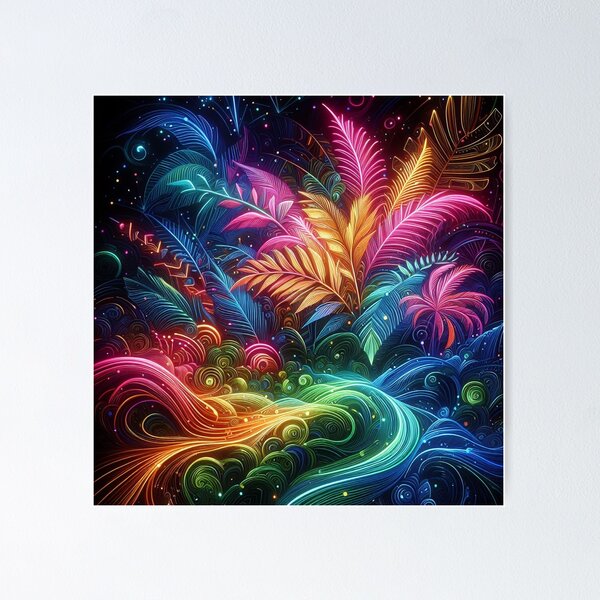Neon Jungle Journey Poster