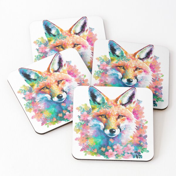 Item preview, Abstract Watercolor Floral Fox Bust designed and sold by craftyvixenart.