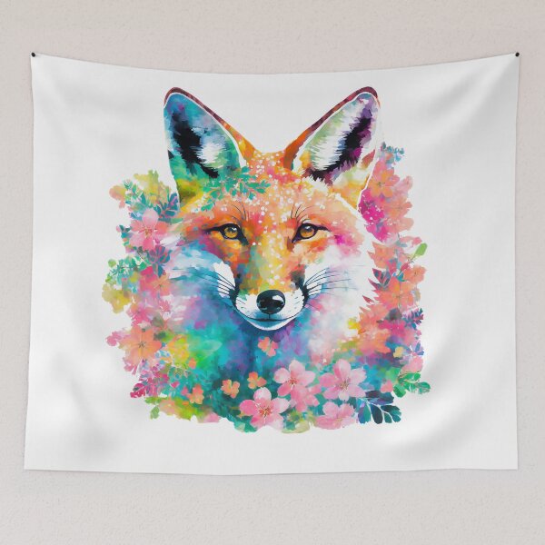 Item preview, Abstract Watercolor Floral Fox Bust designed and sold by craftyvixenart.