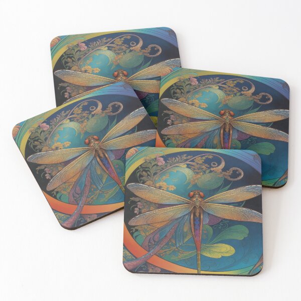 Item preview, Dragonfly Art Nouveau Painting designed and sold by druidwolfart.