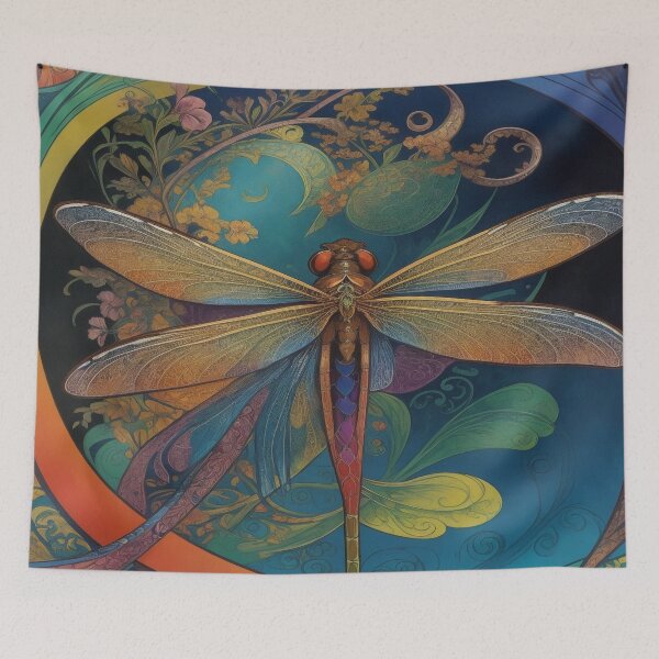 Item preview, Dragonfly Art Nouveau Painting designed and sold by druidwolfart.