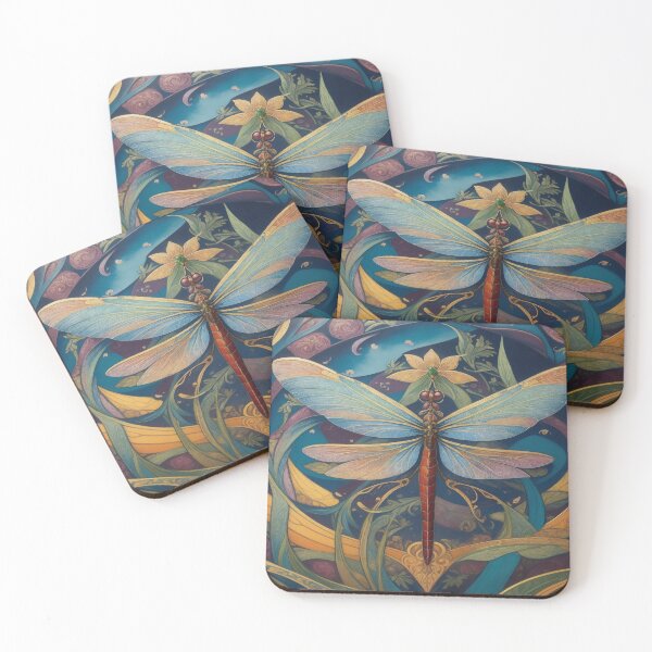Item preview, Dragonfly Art Nouveau Painting designed and sold by druidwolfart.