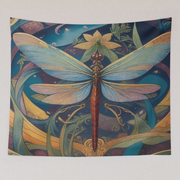 Item preview, Dragonfly Art Nouveau Painting designed and sold by druidwolfart.