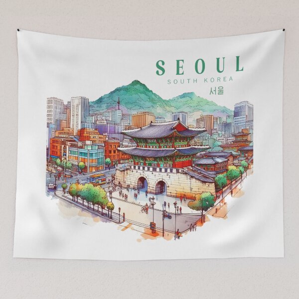 Item preview, Seoul South Korea Watercolor designed and sold by PaintMeWorld.